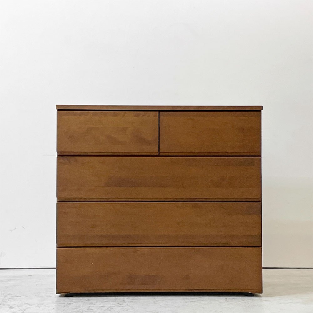 MUJI 無印良品 バーチ材 4段 チェスト サイドボード ブラウン 収納家具 ナチュラル アジャスター機能付き ●