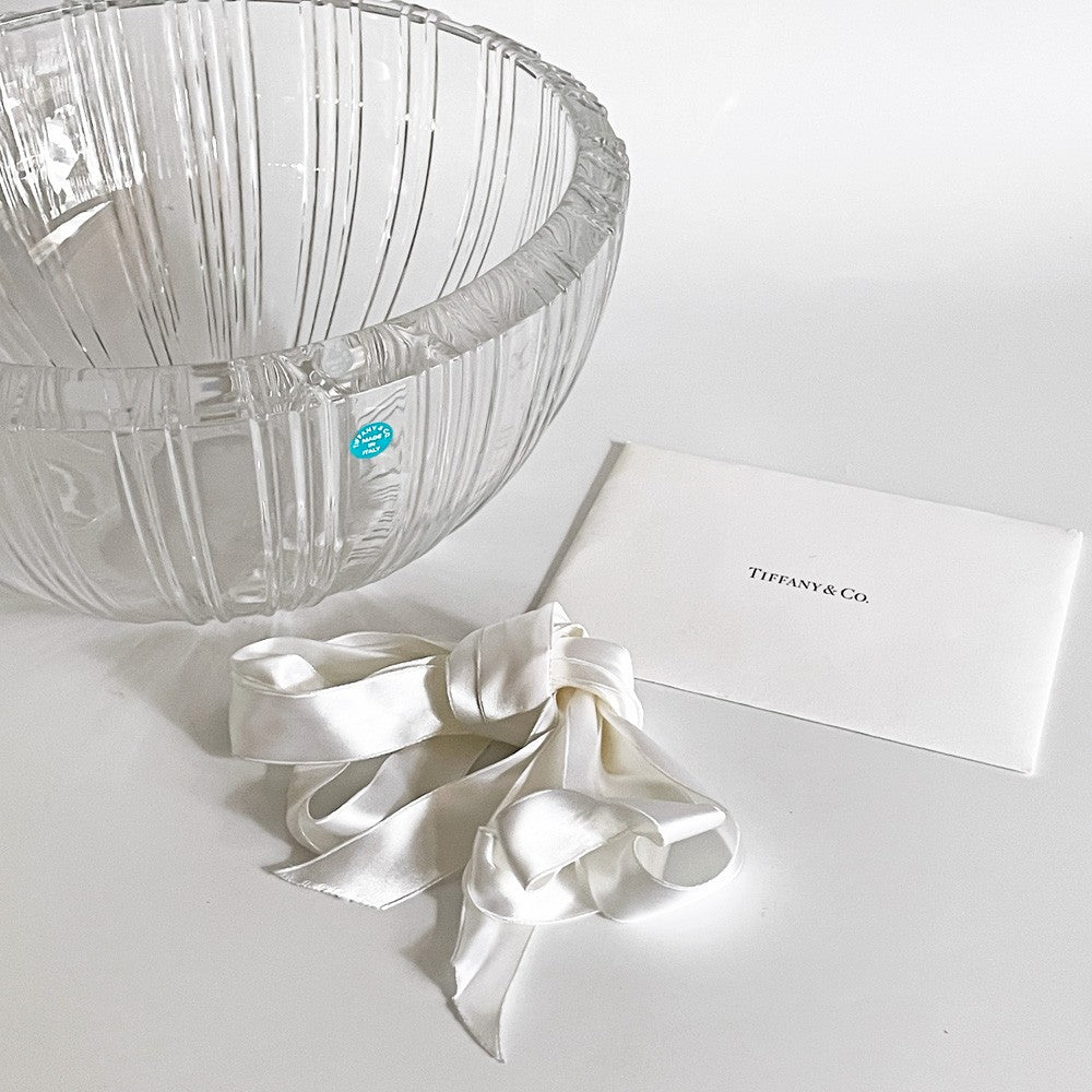 ティファニー Tiffany&co アトラス クリスタルボウル クリスタルガラス Φ28cm ローマンインデックス イタリア製 箱付き ■