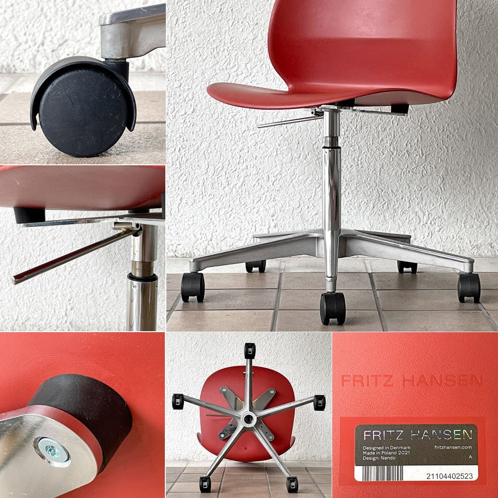 フリッツハンセン Fritz Hansen エヌゼロツー N02 リサイクルチェア キャスターチェア デスクチェア ダークレッド 佐藤オオキ nendo 参考定価￥91,080- ◇