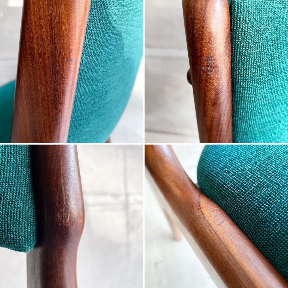 アンダーストルップ Anderstrup Mobelfabrik ダイニングチェア Model 89 チーク材 ファブリックシート グリーン系 エリック・バック Erik Buch デンマーク ビンテージ 北欧家具 ♪
