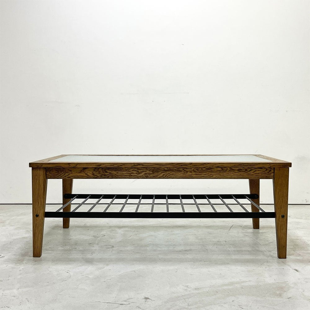 クラッシュゲート CRASH GATE イージーライフ Easy Life ジンロ ZINRO コーヒーテーブル オーク ウォータードロップガラス w108cm リビングテーブル 関家具 展示品 ●