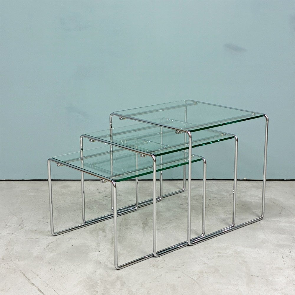 カッシーナ Cassina マルセルT MARCEL T ネストテーブル サイドテーブル ガラス スチール 高濱和秀 モダン 参考定価￥226,600- ◎