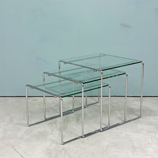 カッシーナ Cassina マルセルT MARCEL T ネストテーブル サイドテーブル ガラス スチール 高濱和秀 モダン 参考定価￥226,600- ◎