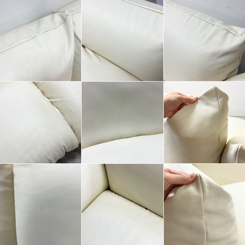 アルフレックス arflex マレンコ MARENCO 3人掛けソファ レザー 本革 ホワイト マリオ・マレンコ イタリアモダン 参考定価1,875,500円 ●