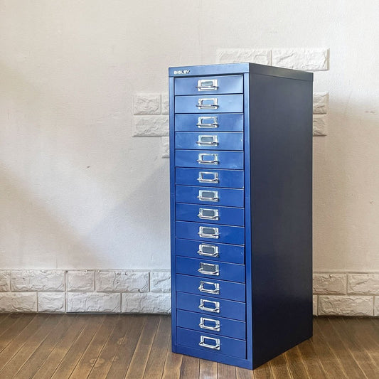ビスレー BISLEY ベーシック BASIC 39/15 15段ドロワー キャビネット A4サイズ ブルー トレイ×2 付属 ◎