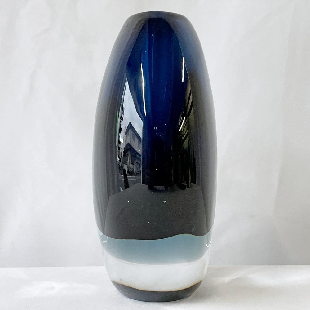コスタボダ KOSTA BODA ソンメルソ Sommerso ヴィッケ・リンドストランド Vicke Lindstrand 花瓶 W13×H15cm ガラスフラワーベース 花器 ビンテージ スウェーデン ◇