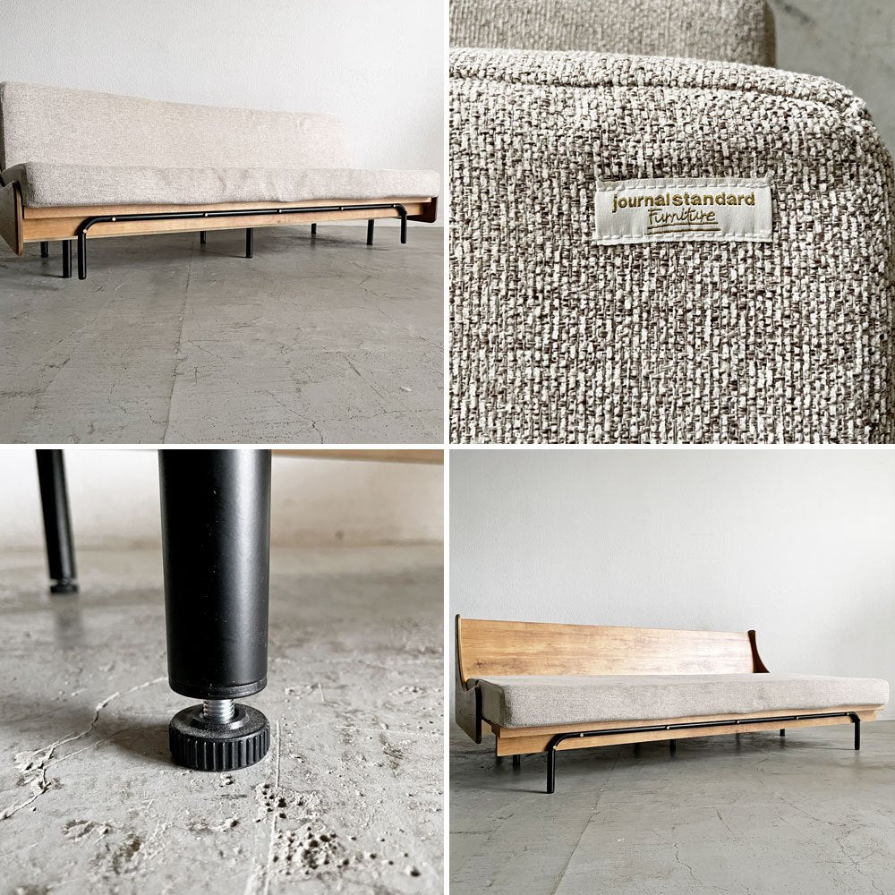 ジャーナルスタンダードファニチャー j.s.F ハビタ ソファベット HABITAT SOFA BED デイベッド 3Pソファ オーク材 インダストリアルテイスト 定価￥231,000- 〓