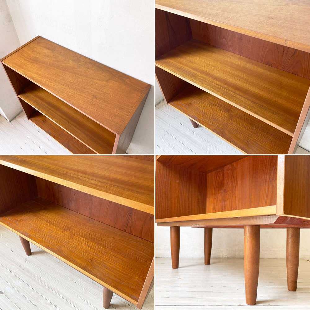 北欧ビンテージ Scandinabian Vintage チーク材 1列2段 ブックシェルフ サイドシェルフ 店舗什器 北欧家具 ★