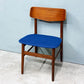 北欧ビンテージ Scandinavian vintage ダイニングチェア チーク材 ファブリック ブルー 北欧家具 ◎
