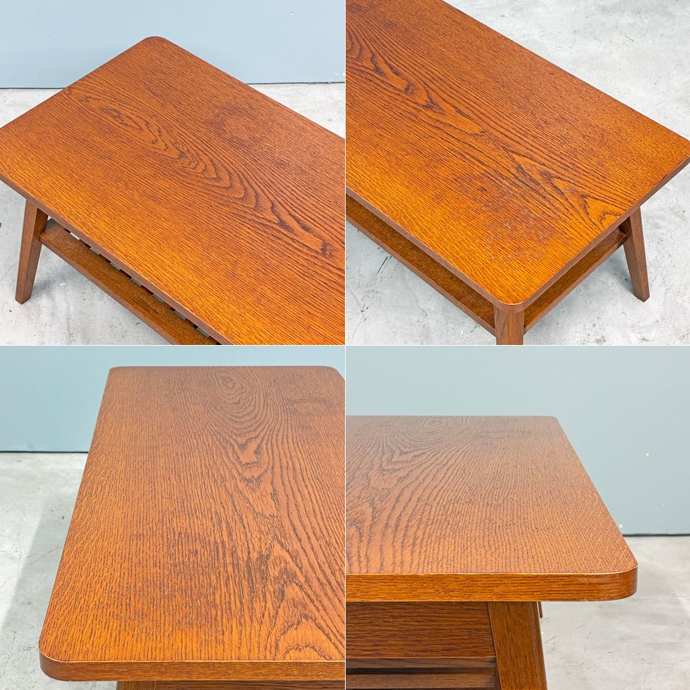 パシフィックファニチャーサービス P.F.S. ローテーブル DH TEA TABLE WITH SHELF Sサイズ W102cm ナラ材 マガジンラック付 ◎