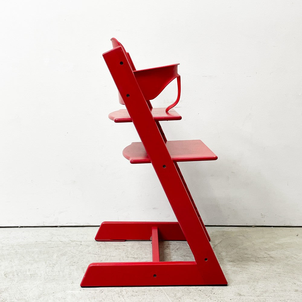 ストッケ STOKKE トリップトラップ TRIPP TRAPP ベビーチェア キッズチェア S/N4～ ガード・グライダー付き レッド ノルウェー 北欧家具 ●