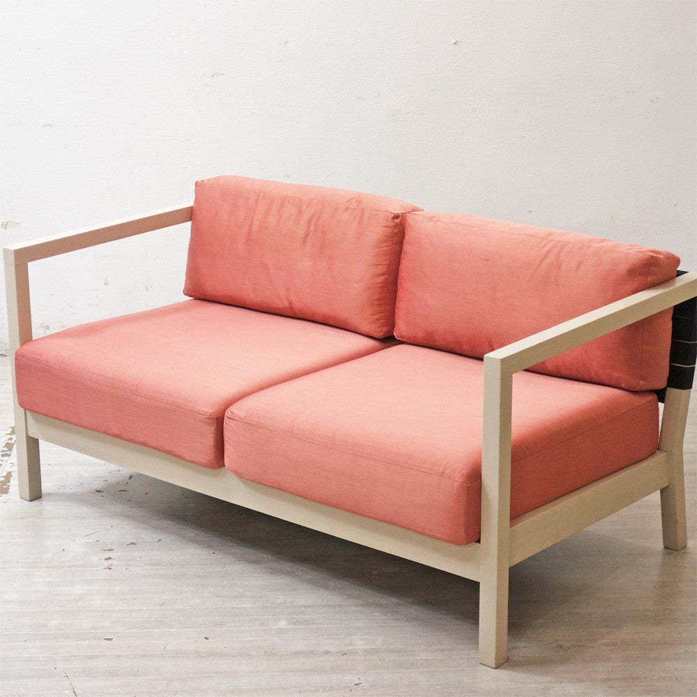 フランフラン Francfranc トラート TRAT ソファ 2シーター サテン生地 カバーリング サーモンピンク W140cm ●