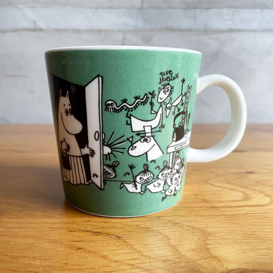 アラビア ARABIA ムーミンマグ MOOMIN ドローイング Drawing 1996-2002 グリーン トーベ・ヤンソン Tove Janson フィンランド 北欧食器  美品  ♪