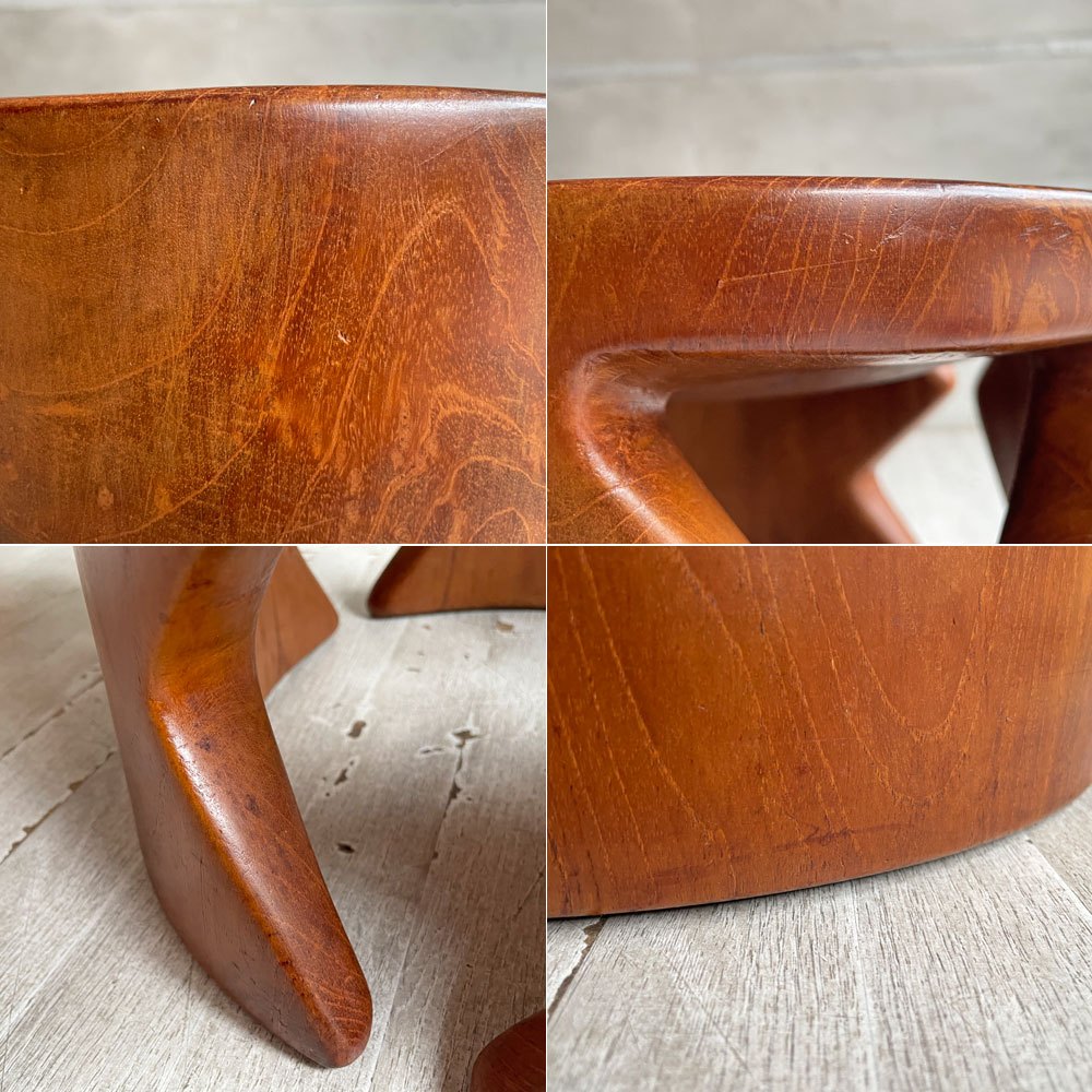 ヨーガンレール ババグーリ Jurgen Lehl Babaghuri チーク無垢材 スツール Stool シグザグ脚 ハンドメイド 一木造り プリミティブ 希少 ♪