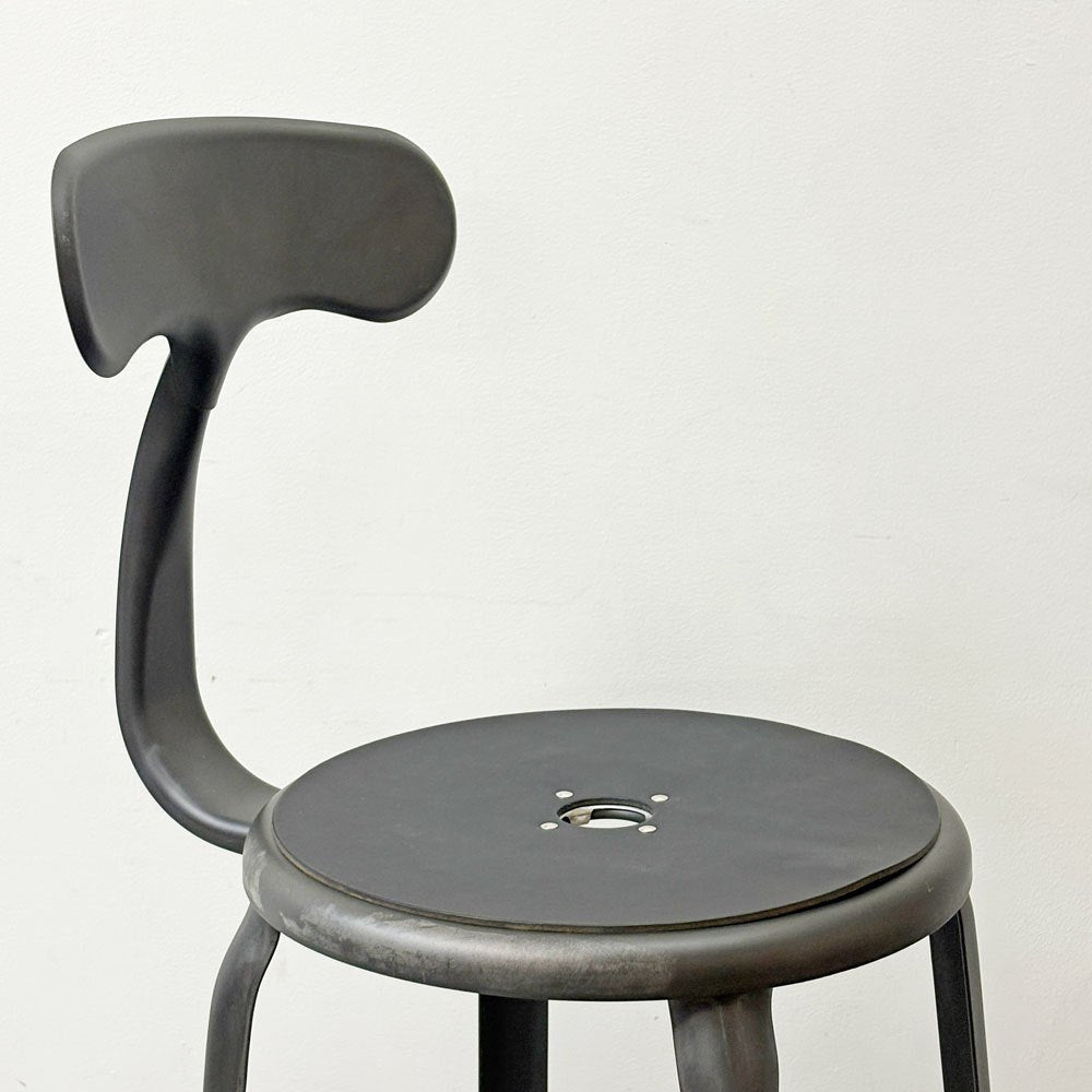 フェールトラヴァイユ FER TRAVAIL ニコルチェア NICOLLE Chair SH80cm カウンターチェア ハイスチール マットクリア仕上げ 別注モデル レザーパッド付 ブラック インダストリアル ●