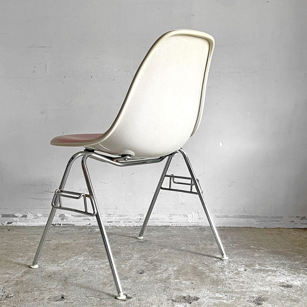 ハーマンミラー Herman Miller 3ndビンテージ サイドシェルチェア FRP製 PVCレザー スタッキングベース イームズ ミッドセンチュリー C ■