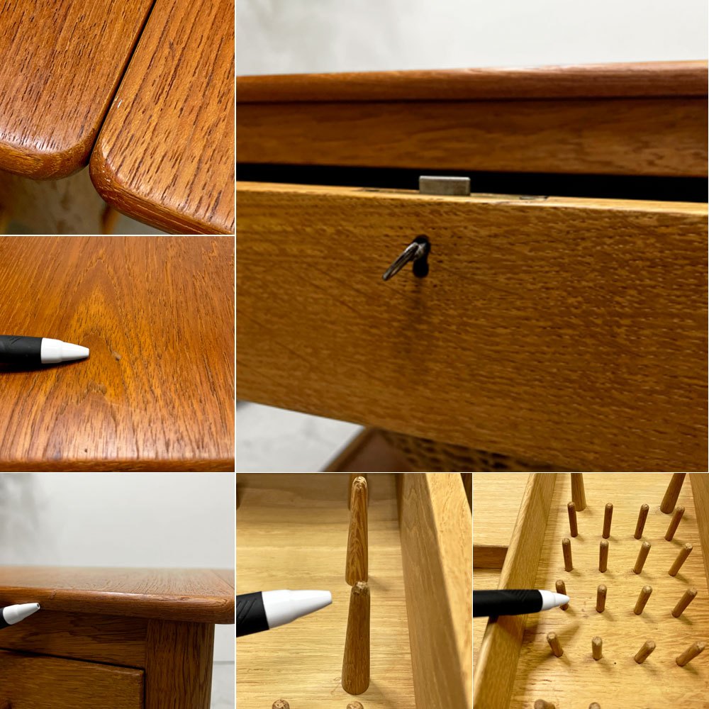 アンドレアス・タック Andreas Tuck AT33 ソーイングテーブル チーク材×オーク材 ハンス・J・ウェグナー デンマーク ビンテージ 北欧家具 ●