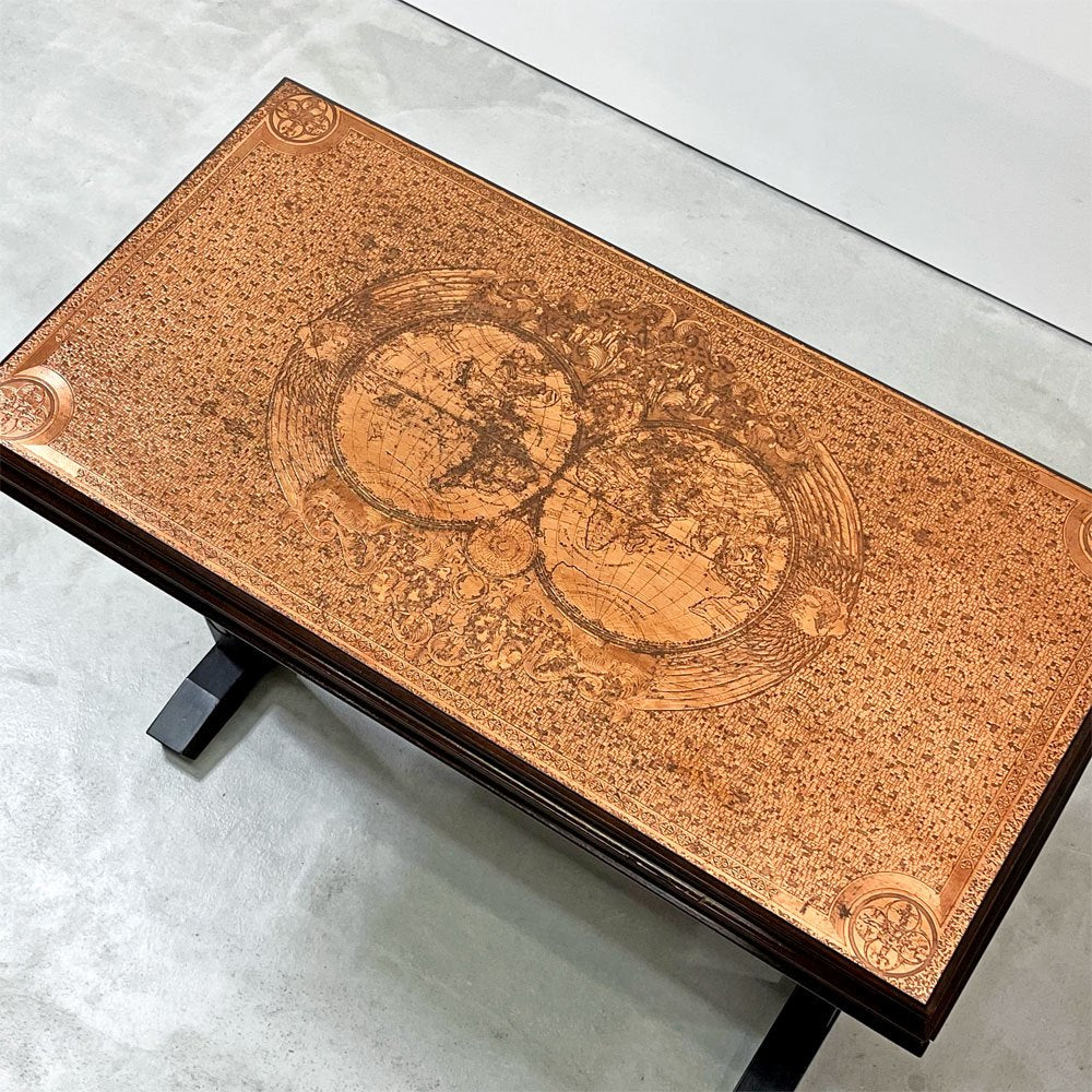 ビンテージ Vintage コッパートップ 銅 センターテーブル ソファテーブル コーヒーテーブル コンソールテーブル 世界地図 店舗什器 カフェ レトロスタイル ●