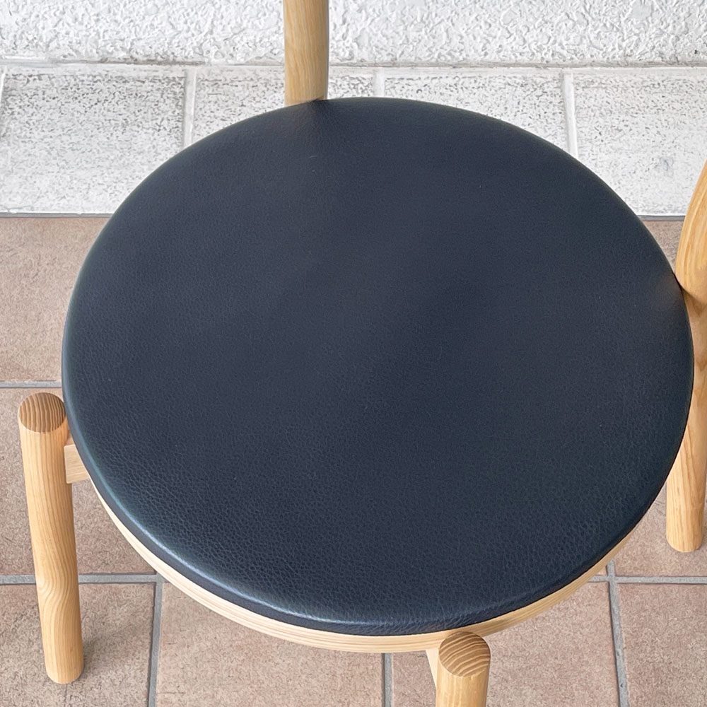 カンディハウス CONDE HOUSE コタン KOTAN ダイニングチェア タモ材 レザーシート 深澤直人 スーパーノーマル 定価73,700円以上 B ◇