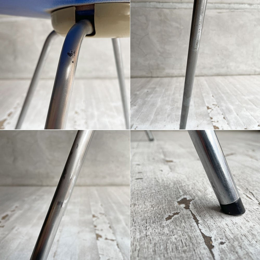 フリッツハンセン Fritz Hansen タンチェア Tongue Chair ダイニングチェア ブルー 80's ビンテージ vintage アルネ・ヤコブセン デンマーク 廃番希少 ♪