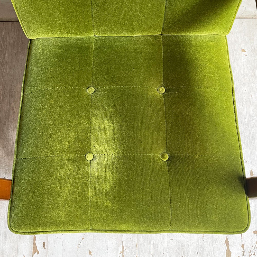 カリモク60 karimoku60 Kチェア 1シーター ソファ 1P 一人掛け モケットグリーン ウォールナットカラーフレーム ブナ材 レトロモダン ミッドセンチュリー ♪