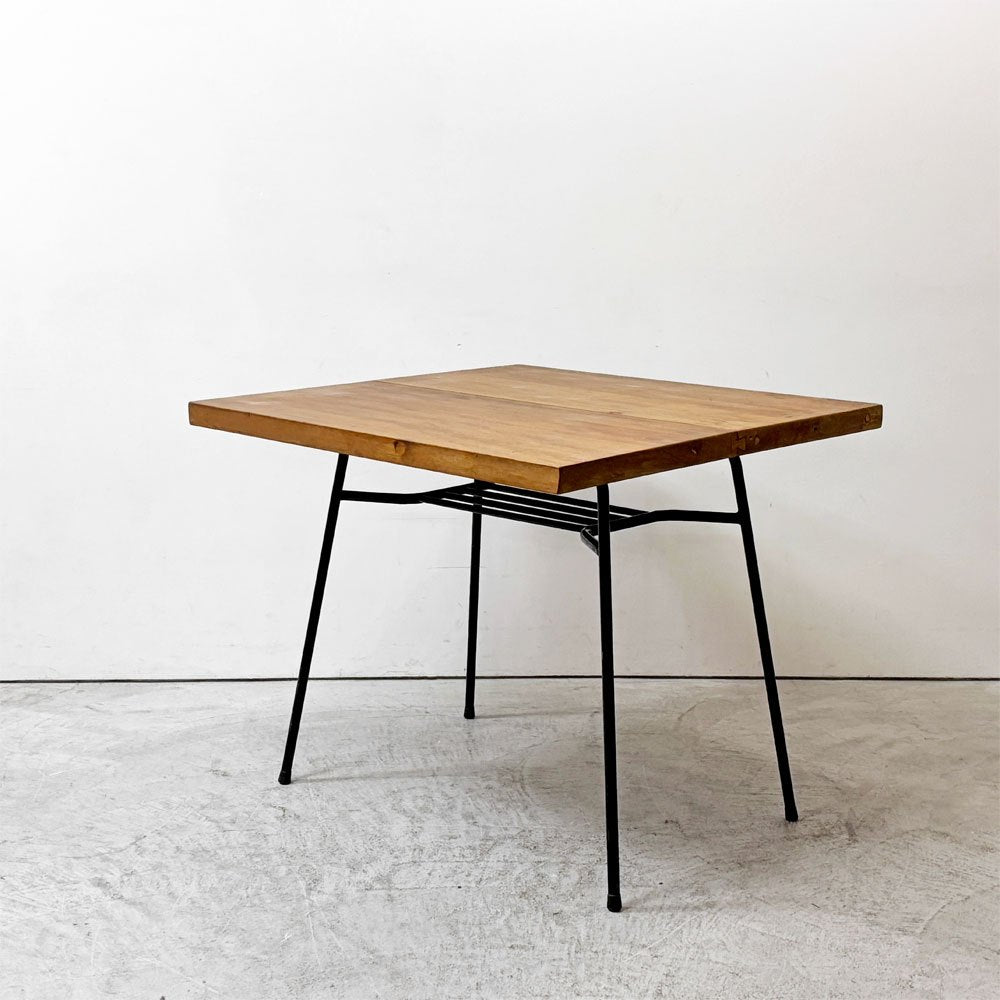 ジャパンビンテージ Japan Vintage 古材 x 鉄脚 ダイニングテーブル W89cm リメイク家具 インダストリアルデザイン  ●
