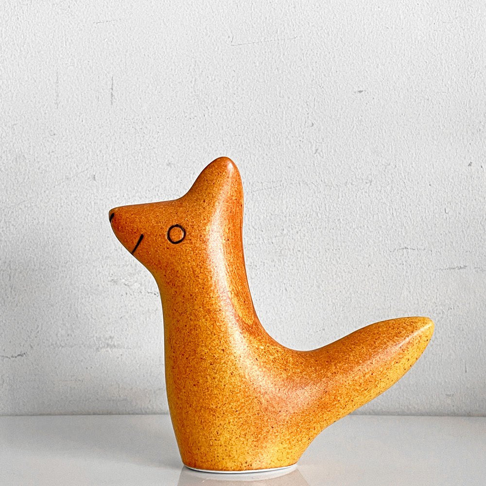 鹿児島睦 Makoto Kagoshima エンリトゥンヴァン En Liten Van きつね FOX ブラウン フラワーベース オブジェ 陶器 Keramikstudion 北欧 スウェーデン 現代作家 ■