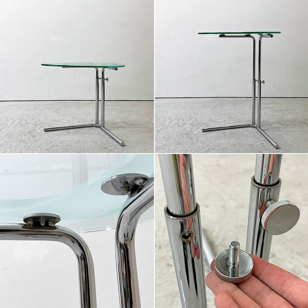 テクタ TECTA K22 サイドテーブル SIDE TABLE ガラス クリア 高さ調整可 アクセル・ブロッホイザー アレキサンダーカルダー ドイツ バウハウス ●