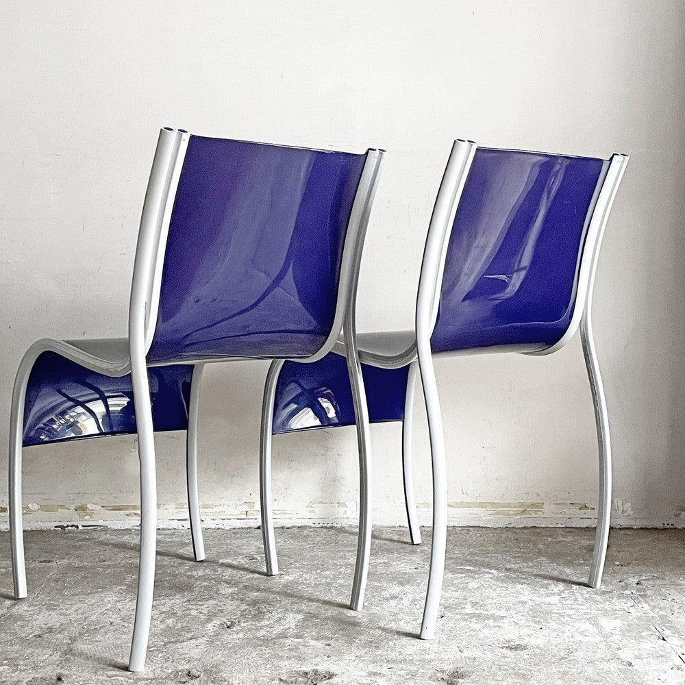 カルテル Kartell FPE chair スタッキングチェア ダイニングチェア 2脚セット アルミ ポリプロピレン ブルー ロンアラッド イタリアモダン 廃番 A ■