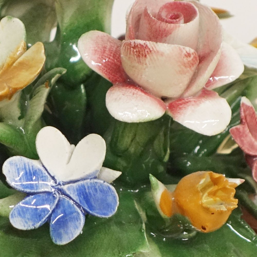 カポディモンテ CAPODIMONTE 陶花 フラワー オブジェ H11.3cm イタリア A ◎
