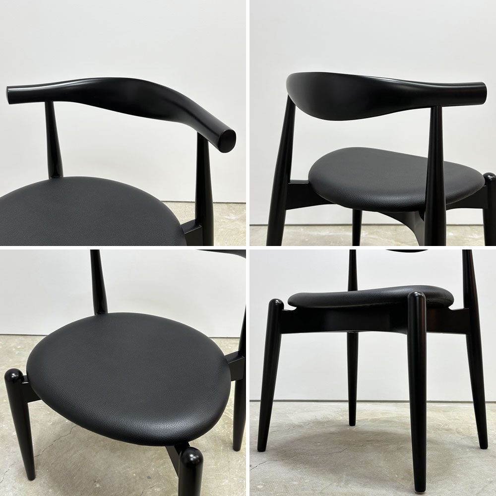 カールハンセン＆サン Carl Hansen & Son CH20 エルボーチェア オールブラック ビーチ材 レザー ハンス・J・ウェグナー 美品 ●