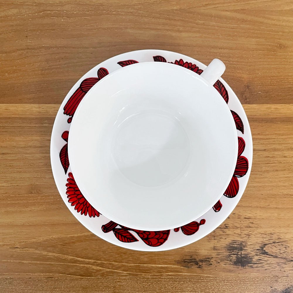 グスタフスベリ GUSTAVSBERG レッドアスター RED ASTER コーヒーカップ＆ソーサー C/S スティグ・リンドベリ スウェーデン 北欧食器 復刻品 ◎