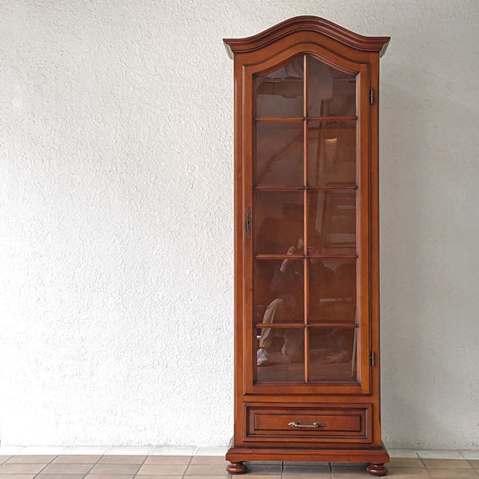 ヨーロピアンクラシカルデザイン キュリオケース 飾り棚 キャビネット 3面ガラス 抽斗一杯 鍵付き ◇