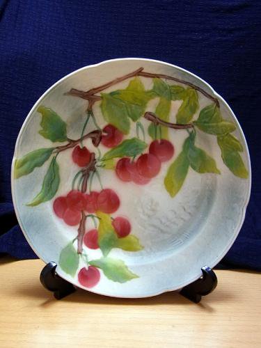 ■フランスアンティーク　バルボティーヌ St Clement Barbotine チェリー柄プレート