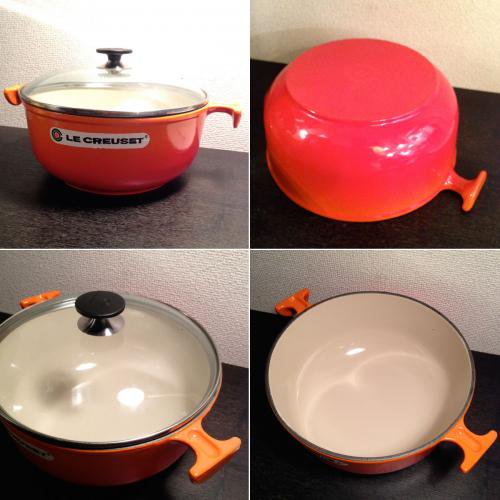 ◎希少 ENZO MARI デザイン(復刻) フランス LE CREUSET (ルクルーゼ) ココットロンド 22cm オレンジ