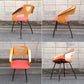 ◎60'S UK or Euro Vintage Teak Plywood × Iron Leg Dining Chair (Orange) ① ／チークプライウッド×アイアンレッグ チェア