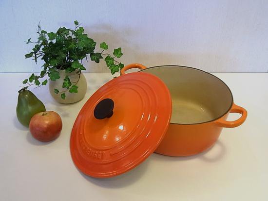 ◇ルクルーゼ　LE CREUSET　ココット ロンド 22cm　オレンジ