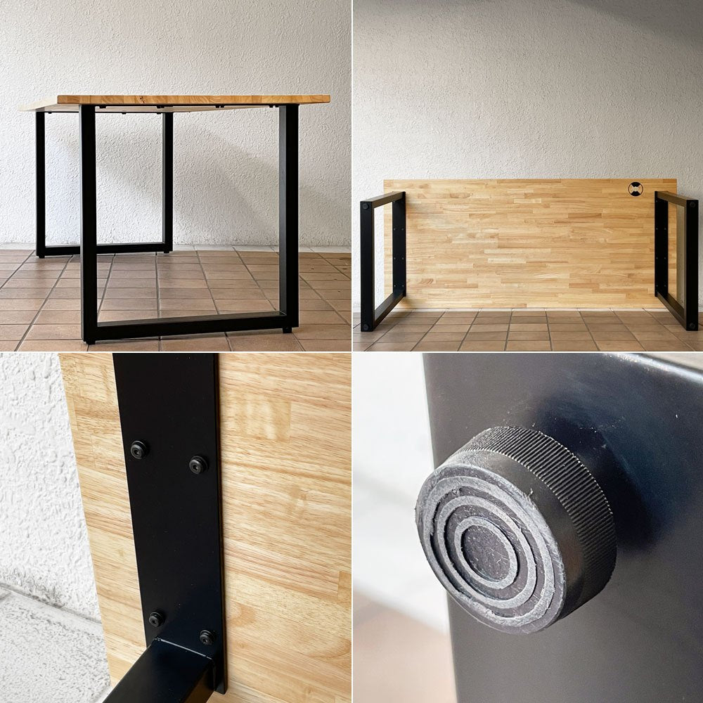 かなでもの KANADEMONO ザ・テーブル THE TABLE ダイニングテーブル デスク ラバーウッド無垢材 W180 x D80 cm スチール スクエアレッグ ブラック ◇