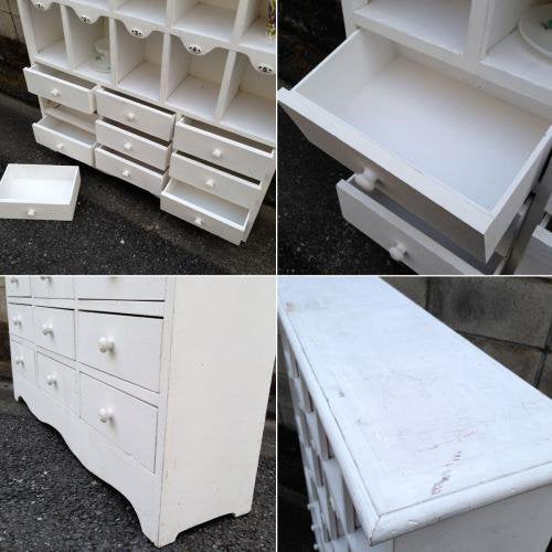 ◎Antique French Country Style White Paint Shabby Numbering Shelf ／ アンティーク フレンチカントリースタイル ナンバリングシェルフ
