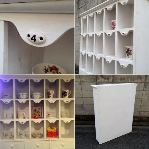 ◎Antique French Country Style White Paint Shabby Numbering Shelf ／ アンティーク フレンチカントリースタイル ナンバリングシェルフ