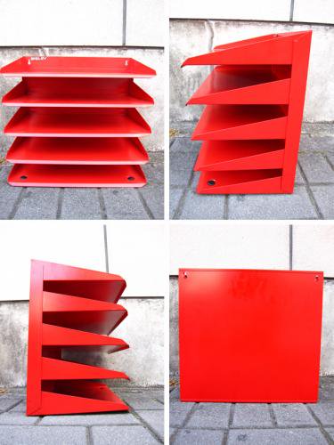 U.K  BISLEY （ ビスレー ） ★ " PLUSシリーズ " ★  『 Letter Rack / レターラック （ 廃番/5段 ） 』 Color： Red