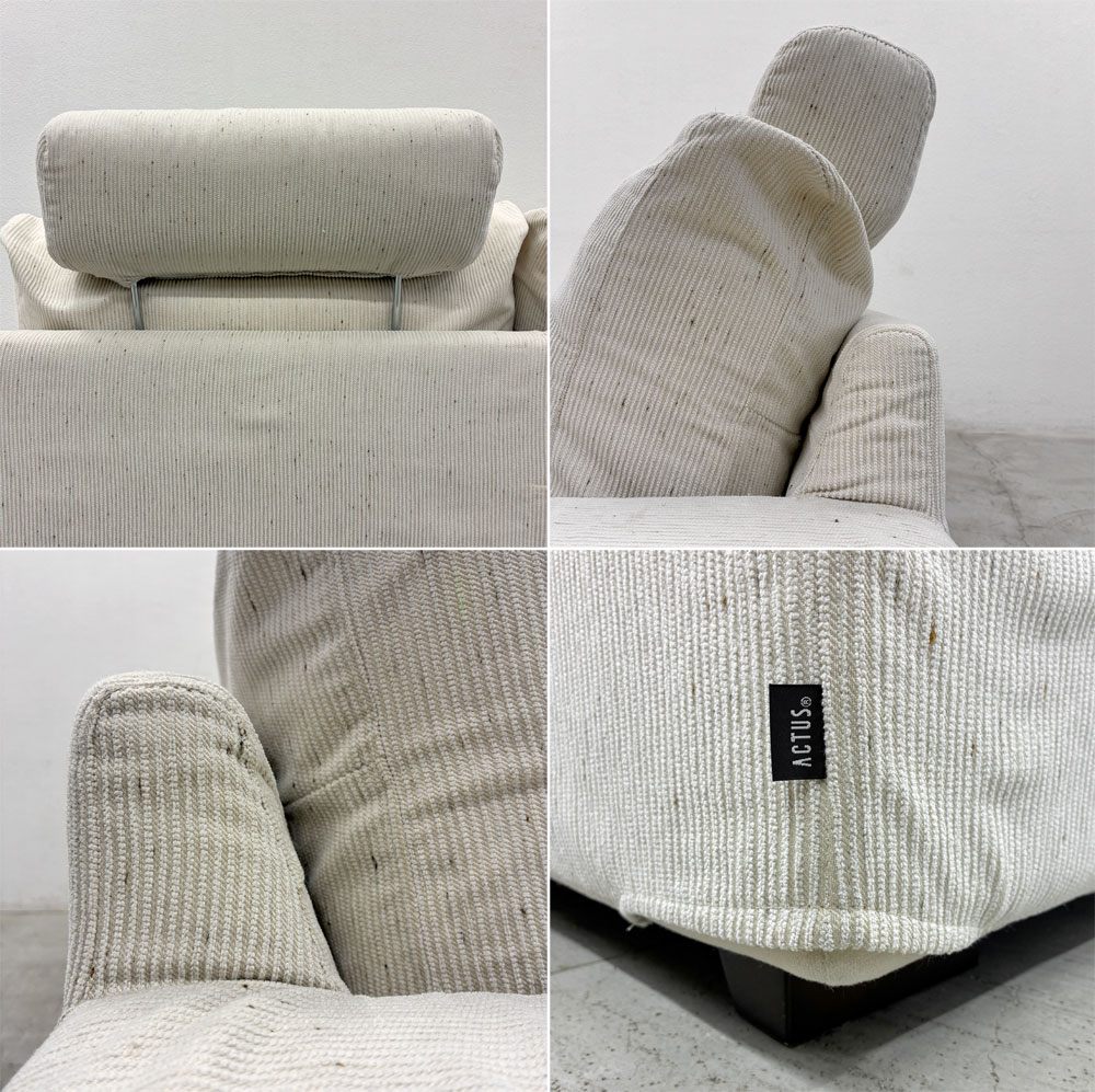 アクタス ACTUS × フクラ HUKLA トリノ TORINO カウチソファ + 別売 オットマン スツール & ヘッドレスト 付属 W255cm カバーリング仕様 〓