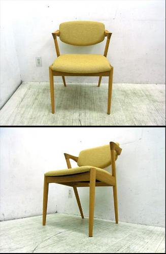 ● 宮崎椅子製作所 カイクリスチャンセン No.42チェア ナラ材 デンマーク・クヴァドラ社製ファブリック