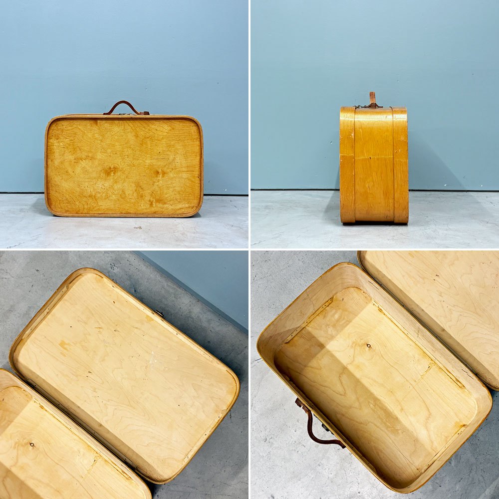 ビンテージ Vintage 木製トランク スーツケース バーチ材 白樺 店舗什器 フィンランド 北欧雑貨 ◎