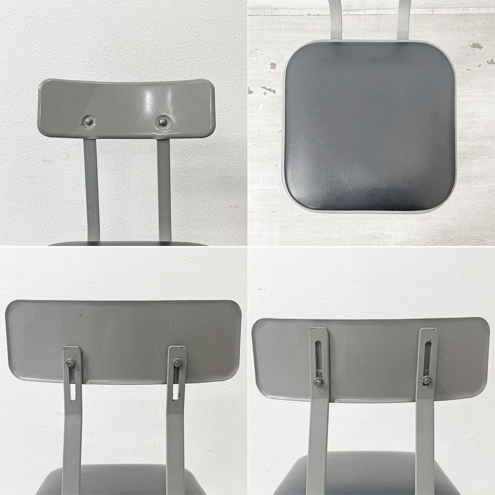 リオン LYON ファクトリー チェア FACTORY CHAIR カウンターチェア グレー バックレスト クッション PVCレザー 座面高69cm パシフィックファニチャーサービス P.F.S取り扱い D ●