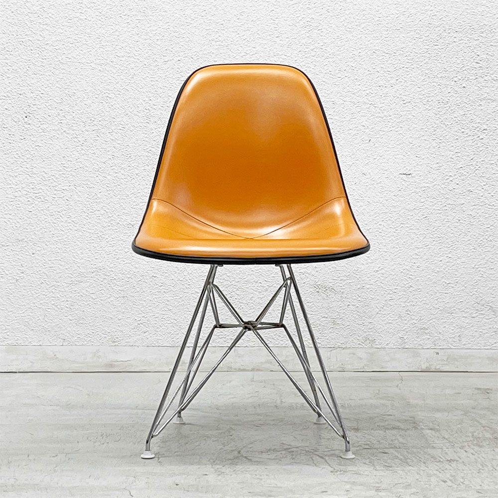 ハーマンミラー Herman Miller サイドシェルチェア セカンド 2nd FRP ナウガレザー エッフェルベース イームズ ビンテージ 〓