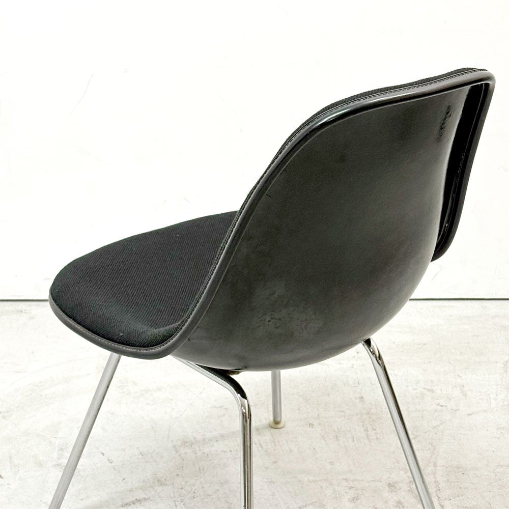 ハーマンミラー Herman Miller サイドシェルチェア モダンファニチャーセールス MFS製 FRP アプホルスター 座面張替済み ブラック Hベース C&Rイームズ ビンテージ ●