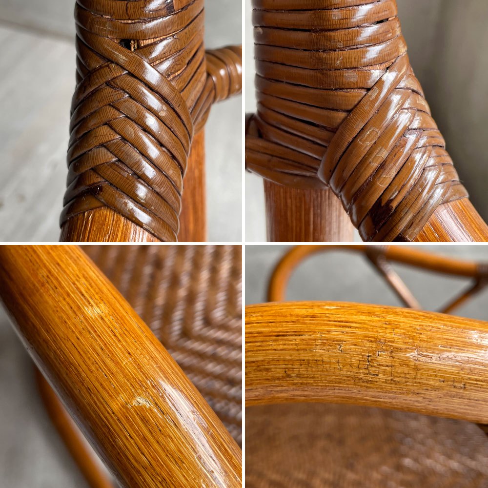 カザマ KAZAMA ラタン アームチェア ラタンチェア ラウンジチェア 籐 曲木 アジアンスタイル 廃番 ♪