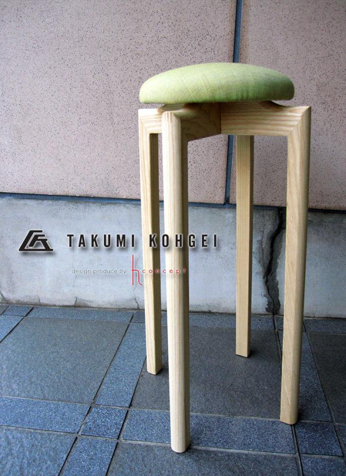 家具産地北海道・旭川の家具 ★ " TAKUMI KOHGEI / 匠工芸 " ★ スツール 『 MUSHROOM / マッシュルーム 』 L・グリーン