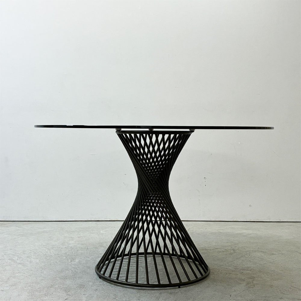 カリガリス calligaris ヴォルテックス ラウンドテーブル VORTEX Round table ダイニングテーブル スモークガラス天板×マットブロンズベース Φ120cm イタリアモダン 定価 ¥237,600- ●